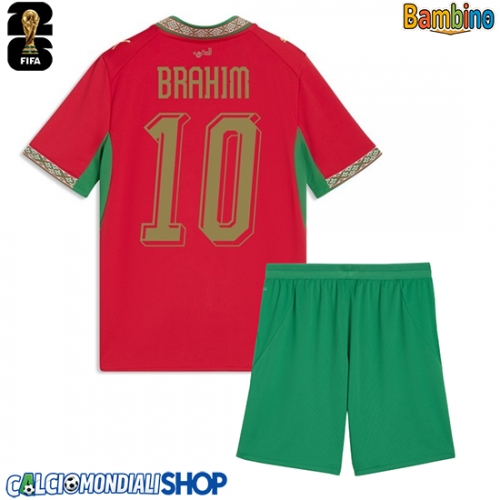 Maglie da calcio Marocco Brahim Diaz #10 Prima Maglia Bambino Mondiali 2026  Manica Corta + Pantaloni corti)